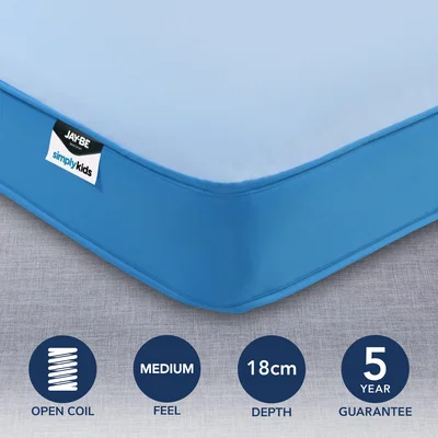 Dunelm JayBe Simply Kids Medium Waterproof Foam Free Open Coil Mattress Light Blue