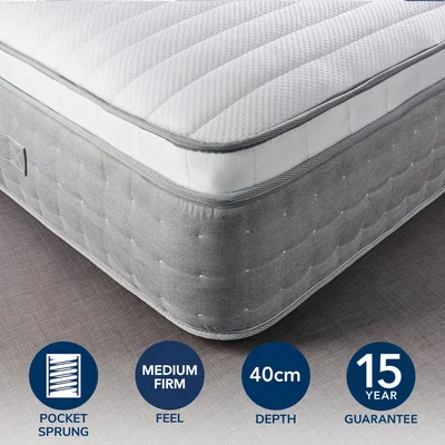 Dunelm Hotel Gel Pillow Top 3500 Pocket Sprung Mattress White