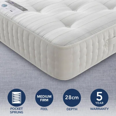 Dunelm Silentnight 1400 Pocket Sprung Natural Mattress White