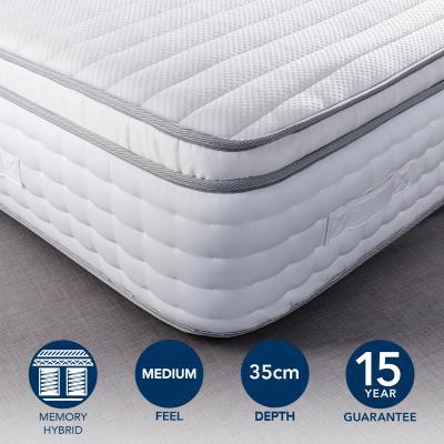Dunelm Hotel Memory Foam Pillow Top 2000 Pocket Sprung Mattress White