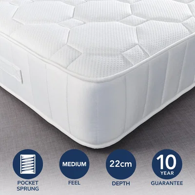 Dunelm Fogarty Dreamy Comfort Gel Top 1500 Pocket Sprung Mattress Yellow