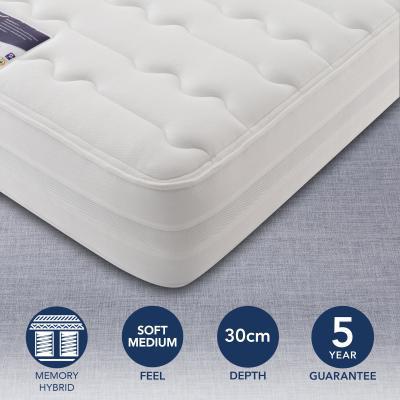 Dunelm Silentnight Soft Medium 2000 Pocket Memory Mattress White