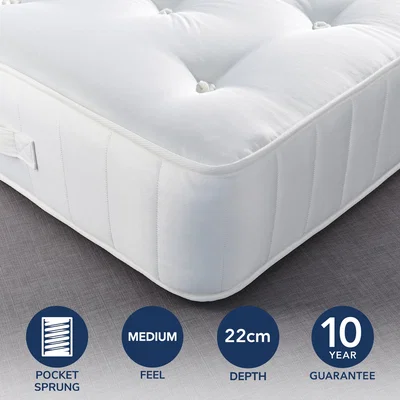 Dunelm Fogarty Dreamy Comfort 1000 Pocket Sprung Mattress Yellow