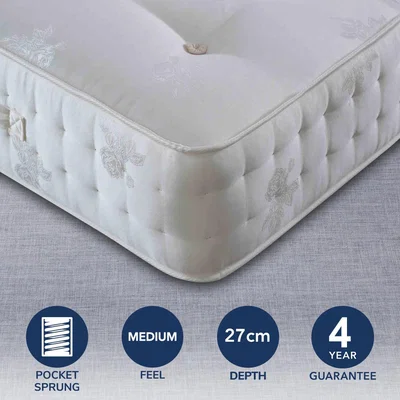Dunelm Bedmaster Medium Signature Gold 1800 Mattress White