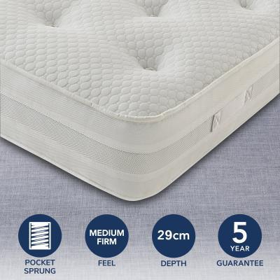 Dunelm Silentnight Medium Firm 1200 Pocket Mattress White