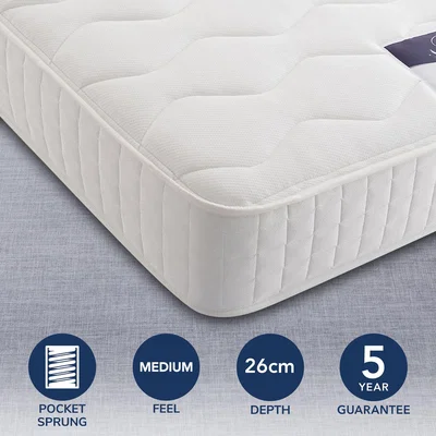 Dunelm Silentnight Medium 1000 Pocket Mattress White