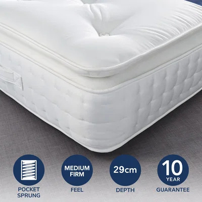 Dunelm Fogarty Premium Pillow Top 2000 Pocket Sprung Mattress Yellow