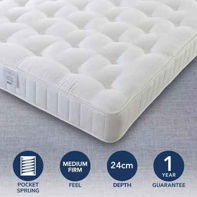 Dunelm Medium Firm Pocket Orthopeadic 1000 Mattress White