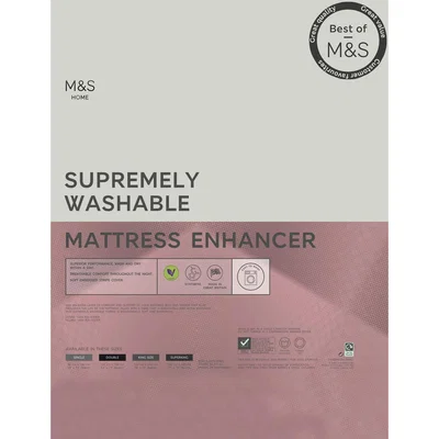Marks & Spencer M&S Unisex Supremely Washable Mattress Topper - DBL - White, White