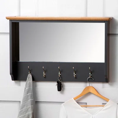Chiltern Oak Furniture Gloucester Midnight Grey Painted Mirrored Coat Rack