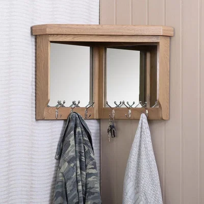Chiltern Oak Furniture Wessex Smoked Oak Corner Mirrored Coat Rack