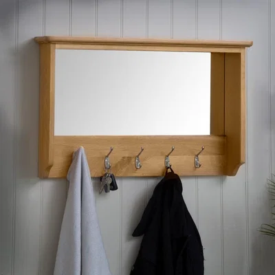 Chiltern Oak Furniture Gloucester Oak Mirrored Coat Rack