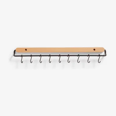 John Lewis John Lewis & Partners Beech Wood Wall-Mounted Kitchen Utensil Rack, 10 Hook
