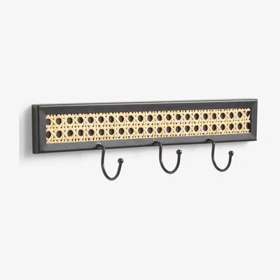 John Lewis John Lewis Rattan Panel Key Hook, Black/Natural