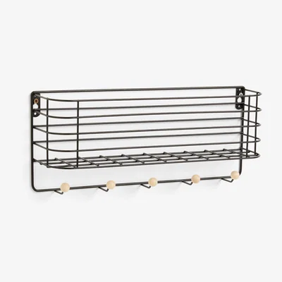 John Lewis ANYDAY John Lewis & Partners Wall-Mounted Letter Rack & Hanging Hooks, Black