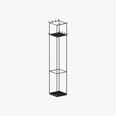 Made in Design Slim Irony Standing coat rack - / 34 x 34 cm x H 169 cm - Integrated shelf by Zeus Black