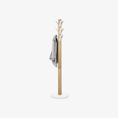 Made in Design Flapper Standing coat rack - / Folding hooks by Umbra White/Natural wood