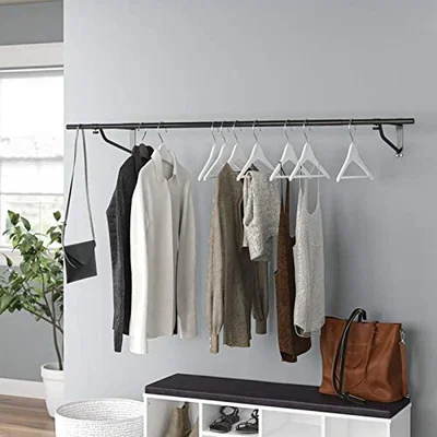 The Range Wall Mounted Garment Rail - Black / 4ft