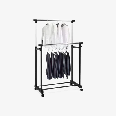 The Range Double Clothes Rail Rack Garment - Black & Silver