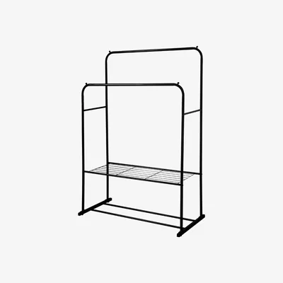 The Range Heavy Duty Double Clothes Rail Garment Rail with Shelf - Black