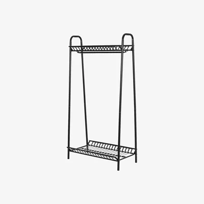 The Range Two Tier Vintage Style Black Steel Clothes Rack with Two Storage Shelves - Black
