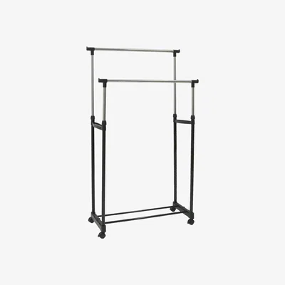 The Range Double Clothes Rail Portable Hanging Garment Storage With Shoe Rack Shelf - Black