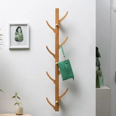 The Range Bamboo Wooden Tree Branch Hook Vertical Coat Hat Storage Holder - Light Brown / 1.15kg