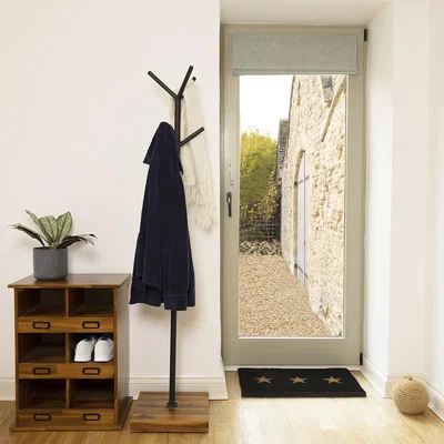 The Range Charnwood Hallway Coat Stand Free Standing Rustic Industrial Style Acacia Wood a - Black