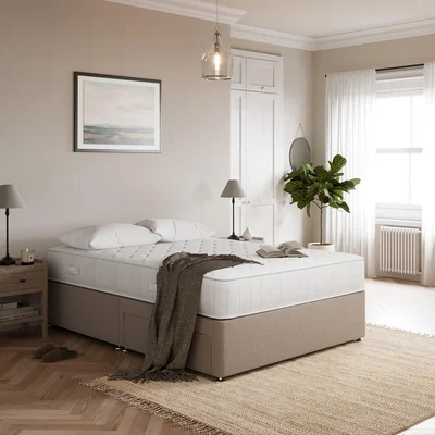 Dunelm Fogarty 1000 Memory Mattress Divan Set, Faux Linen Natural