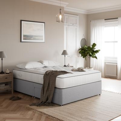 Dunelm Fogarty 1500 Pocket Wool Mattress Divan Set, Faux Linen Grey
