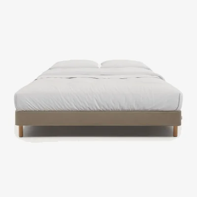 Kave Home Ofelia brown base with removable cover and solid beech wood legs for 180 x 200cm mattress