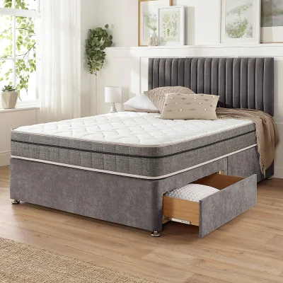 La Redoute Grant Linen Divan Bed with 2 Drawers and Pocket+ Memory Mattress Set