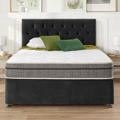 La Redoute Oliver Velvet 4 Drawer Divan Bed and Pocket+ Memory Mattress Set