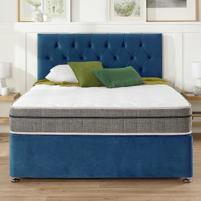 La Redoute Oliver Velvet 4 Drawer Divan Bed and Pocket+ Memory Mattress Set