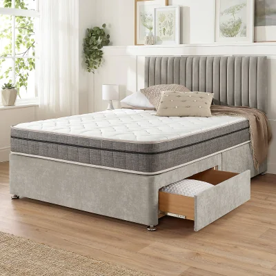 La Redoute Grant Linen Divan Bed with 2 Drawers and Pocket+ Memory Mattress Set