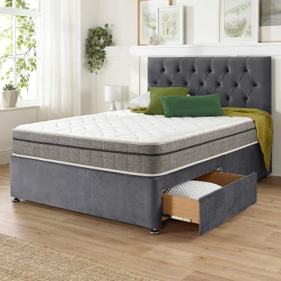 La Redoute Oliver Velvet 2 Drawer Divan Bed and Pocket+ Memory Mattress Set
