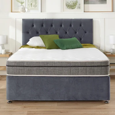 La Redoute Oliver Velvet 4 Drawer Divan Bed and Pocket+ Memory Mattress Set