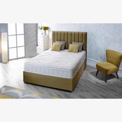 Downtown Highgrove Natural Divine 1400 Mattress and Divan Set - 150cm King - Side Lift Ottoman