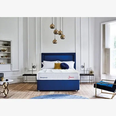 Downtown Sleepeezee Jessica Mattress and Divan Set - 135cm Double - 2 Drawers In BeigeCreamBlackPu