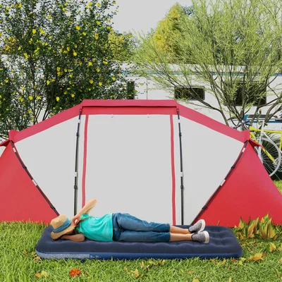 The Range Outsunny Single Air Mattress with Flocked Surface - Blue