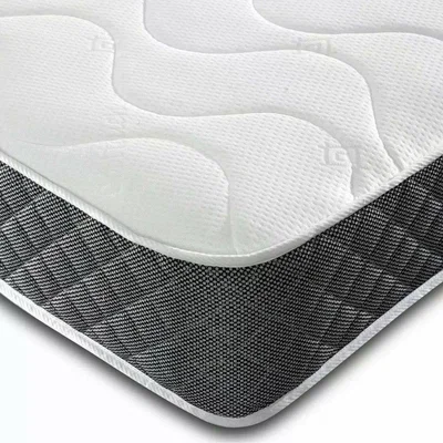 The Range Standard 8in Black and White Memory Foam and Spring Quilted Mattress - Off White & Black / Small Double