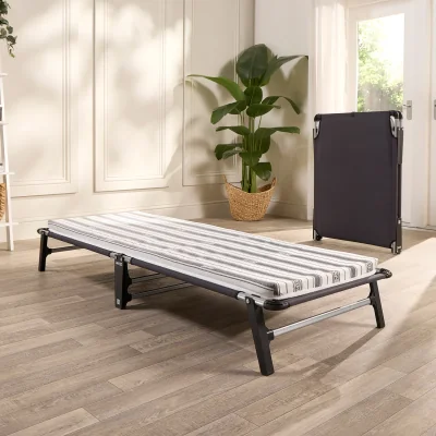 The Range Jay-Be ME70 Mobile Folding Bed with Comfort Mattress, Single - Black
