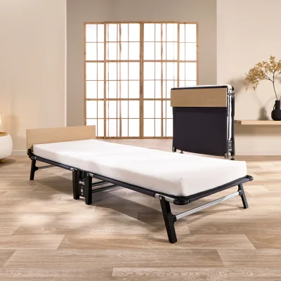 The Range Jay-Be QM80 Quick Folding Bed with Memory Mattress, Single - Black