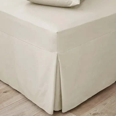 Dunelm Easycare Plain Dye 100% Cotton 180 Thread Count Cream Pleated Fitted Valance Cream
