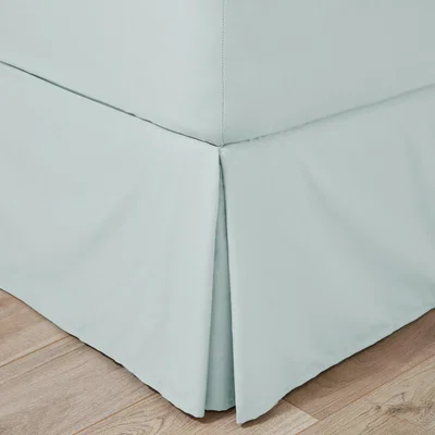 Dunelm Easycare Plain Dye 100% Cotton 180 Thread Count Duck Egg Blue Pleated Valance Duck Egg (Blue)
