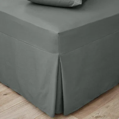 Dunelm Easycare Plain Dye 100% Cotton 180 Thread Count Graphite Pleated Fitted Valance Graphite (Grey)