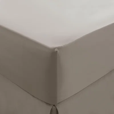 Dunelm Dorma 300 Thread Count 100% Cotton Sateen Plain Fitted Sheet Beige