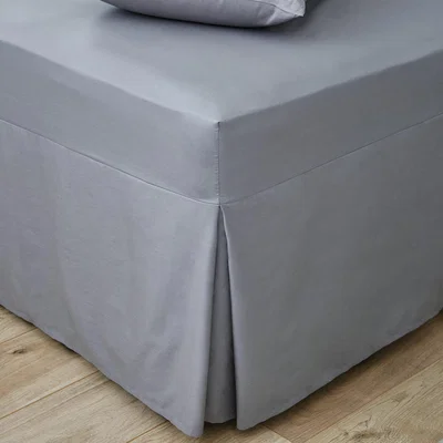 Dunelm Easycare Plain Dye 100% Cotton 180 Thread Count Dove Grey Pleated Fitted Valance Dove Grey