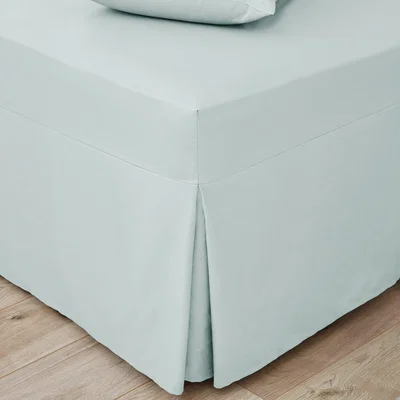 Dunelm Easycare Plain Dye 100% Cotton 180 Thread Count Duck Egg Blue Pleated Fitted Valance Duck Egg Blue