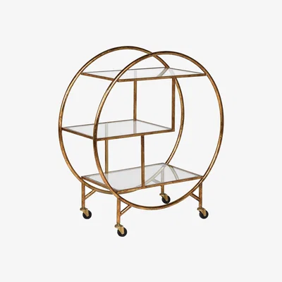 Barker and Stonehouse Gold Glass 3 Tier Trolley Metal | Barker & Stonehouse